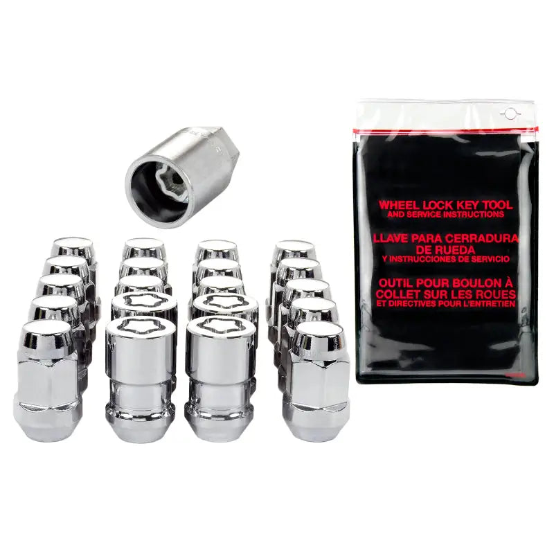 McGard 5 Lug Hex Install Kit w/Locks (Cone Seat Nut / Bulge) M12X1.5 / 3/4 Hex / 1.45in L - Chrome - 84537