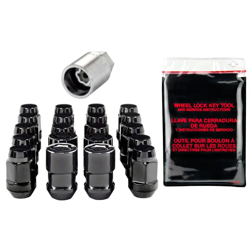 McGard 5 Lug Hex Install Kit w/Locks (Cone Seat Nut / Bulge) M12X1.5 / 3/4 Hex / 1.45in. L - Black - 84538