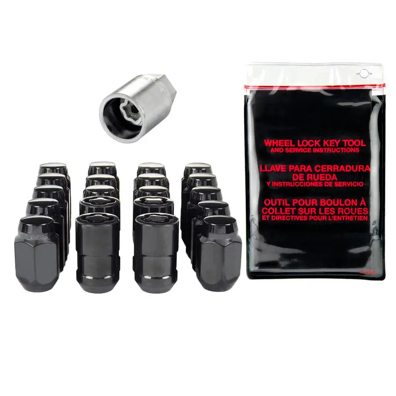 McGard 5 Lug Hex Install Kit w/Locks (Cone Seat Nut) M12X1.5 / 13/16 Hex / 1.5in. Length - Black - 84558