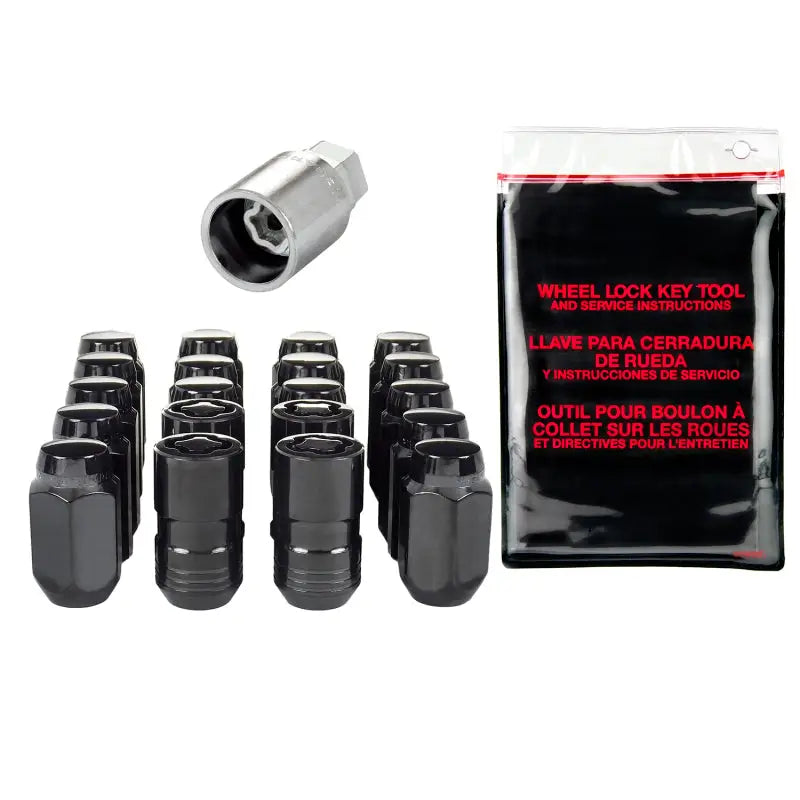 McGard 5 Lug Hex Install Kit w/Locks (Cone Seat Nut) M14X1.5 / 22mm Hex / 1.635in. Length - Black - 84527