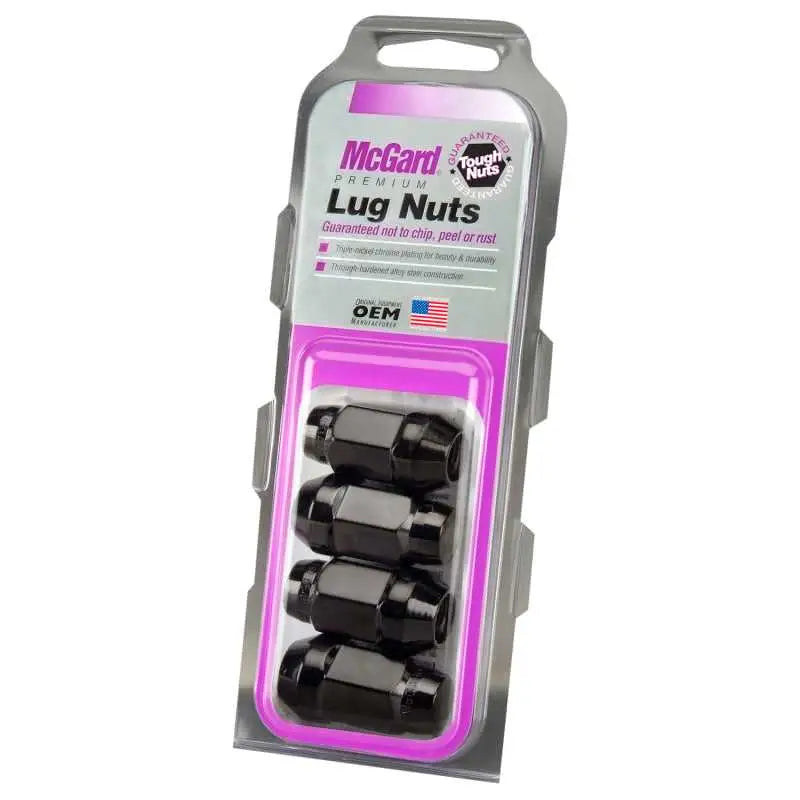 McGard McGard Hex Lug Nut (Cone Seat Bulge Style) M14X1.5 / 22mm Hex / 1.635in. Length (4-Pack) - Black