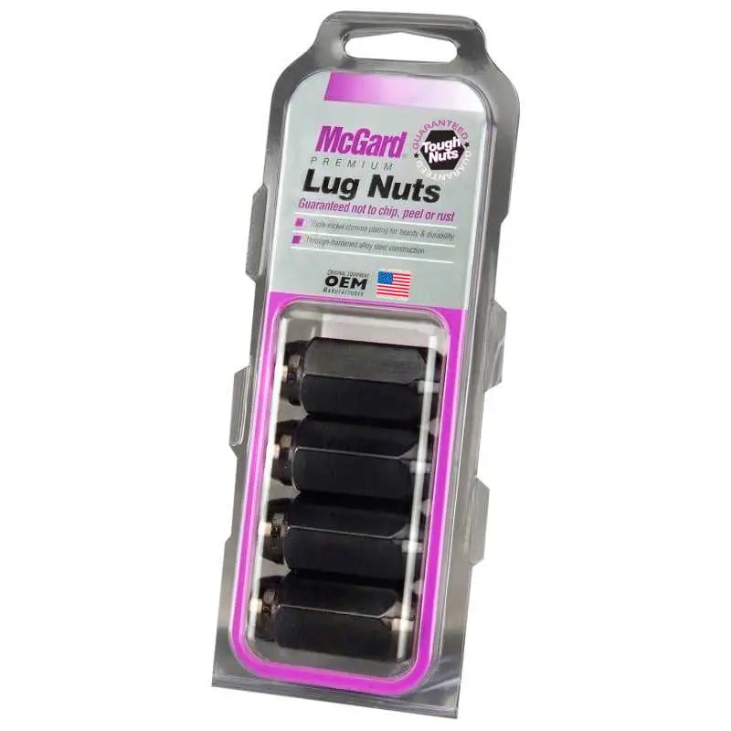 McGard McGard Hex Lug Nut (Cone Seat) M14X1.5 / 22mm Hex / 1.635in. Length (4-Pack) - Black