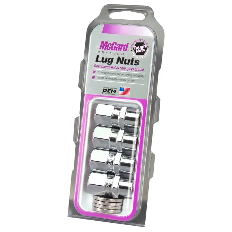 McGard Hex Lug Nut (Drag Racing Short Shank) 1/2-20 / 13/16 Hex / 1.6in. Length (4-Pack) - Chrome - 60127