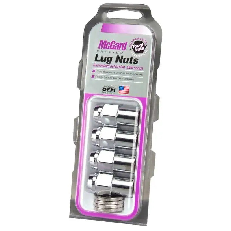 McGard McGard Hex Lug Nut (Reg. Shank - .746in.) 1/2-20 / 13/16 Hex / 1.65in. Length (4-Pack) - Chrome