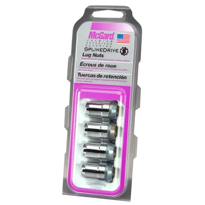 McGard SplineDrive Lug Nut (Cone Seat) M12X1.5 / 1.24in. Length (4-Pack) - Chrome (Req. Tool) - 65357
