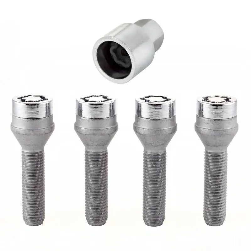 McGard Wheel Lock Bolt Set - 4pk. (Cone Seat) M12X1.5 / 17mm Hex / 40.5mm Shank Length - Chrome - 27013