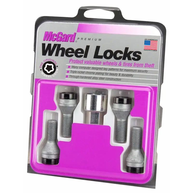 McGard Wheel Lock Bolt Set - 4pk. (Cone Seat) M12X1.5 / 17mm Hex / 25.5mm Shank Length - Black - 27178