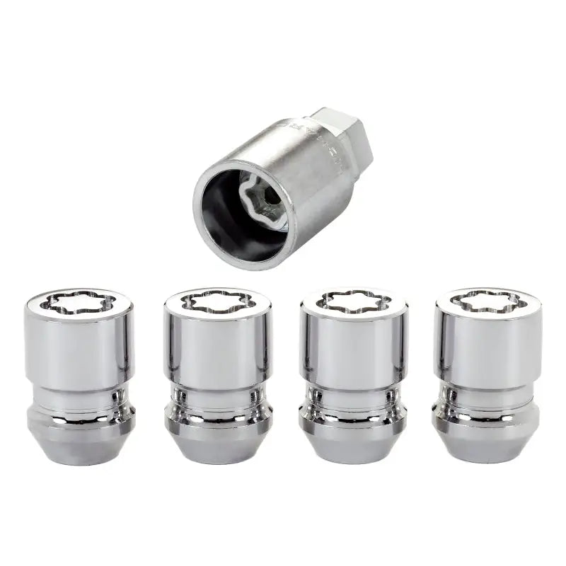 McGard Wheel Lock Nut Set - 4pk. (Cone Seat) M12X1.5 / 19mm & 21mm Dual Hex / 1.28in. L - Chrome - 24157