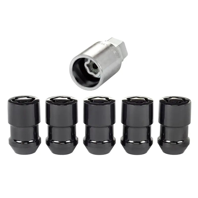 McGard Wheel Lock Nut Set - 5pk. (Cone Seat) 1/2-20 / 3/4 &13/16 Dual Hex / 1.46in. Length - Black - 24548
