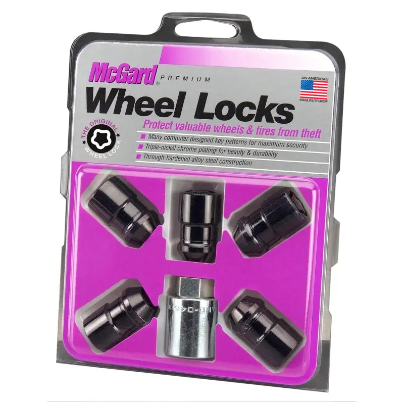 McGard Wheel Lock Nut Set - 5pk. (Cone Seat) M12X1.5 / 3/4 Hex / 1.46in. Length - Black - 24526