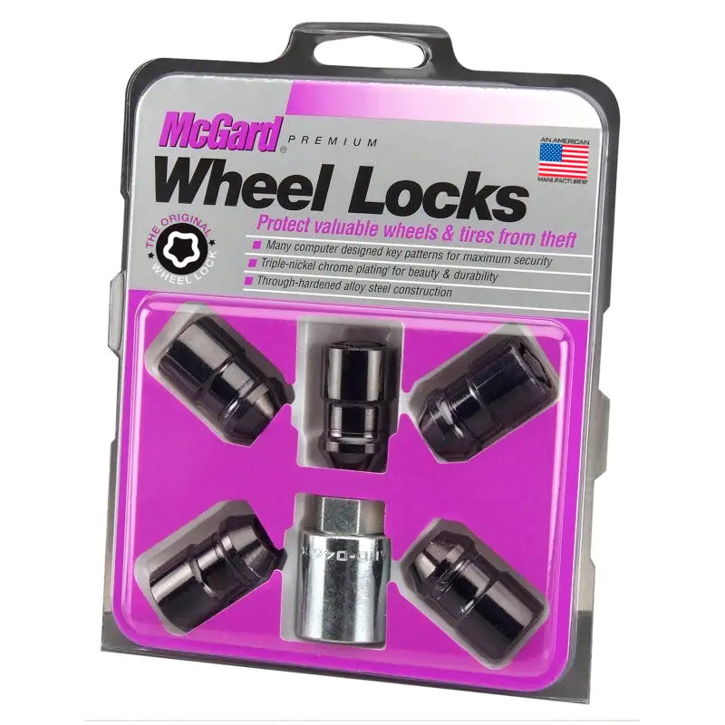 McGard Wheel Lock Nut Set - 5pk. (Cone Seat) M12X1.5 / 3/4 Hex / 1.46in. Length - Black - 24526