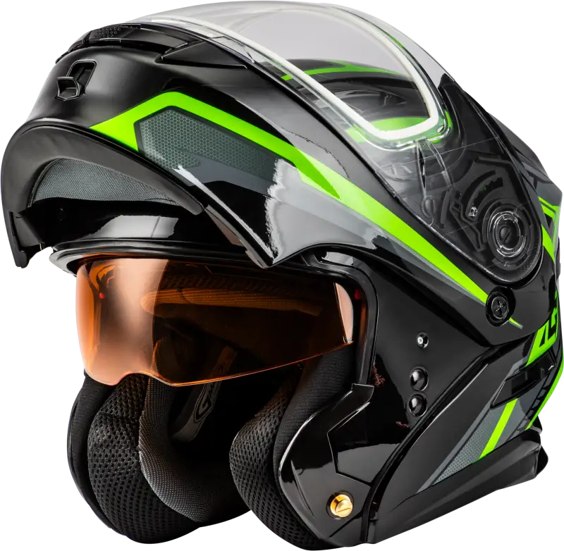 Md 01s Transistor Snow Helmet Black/Grey/Green Xs - Powersports
