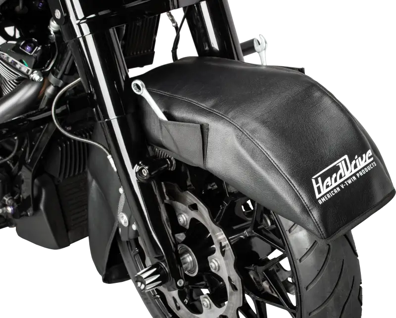 Black motorcycle fender cover for Mechanix Service Cover Front Fender with Pockets
