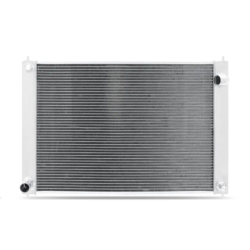 White aluminum radiator for Nissan 370Z boosts cooling efficiency in Mishimoto upgrade