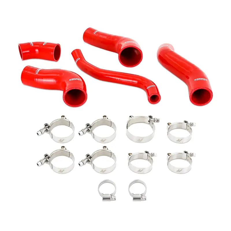 Red silicone intercooler hose kit with metal clamps for Hyundai Veloster Turbo intake upgrade