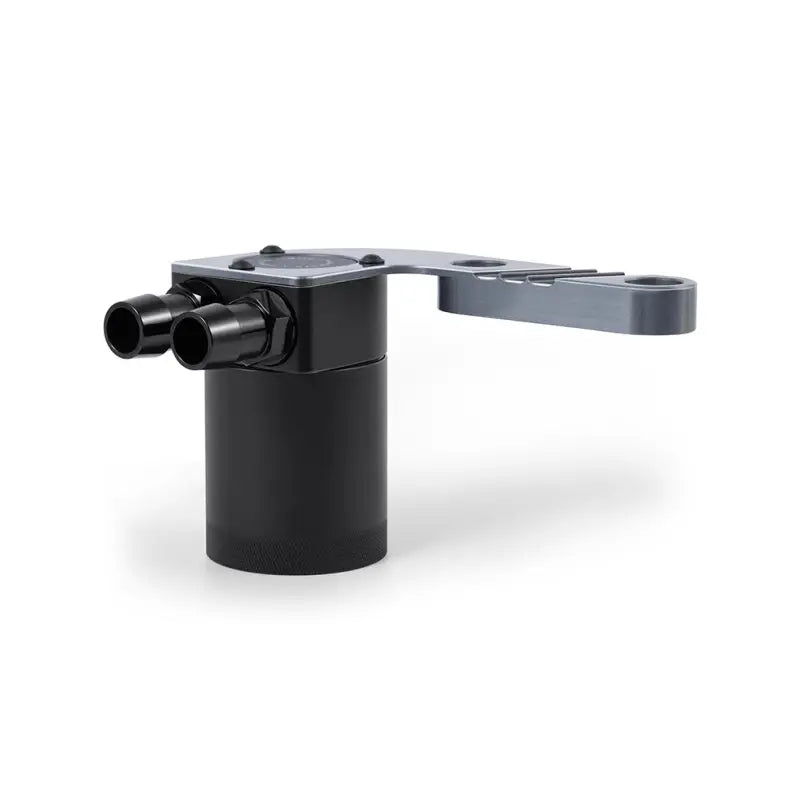 Black baffled oil catch can with gray mounting bracket for BMW F8X M3/M4