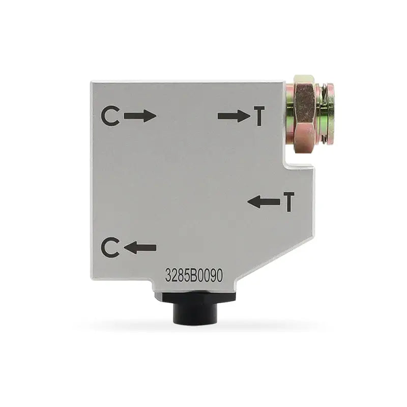 Silver metal hydraulic manifold with ports for Mishimoto Jeep Grand Cherokee thermal bypass valve kit