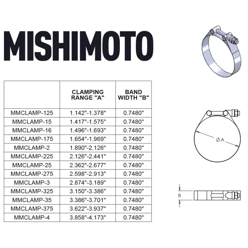 Mishimoto 2 Inch Stainless Steel T-Bolt Clamps - Gold - Fabrication