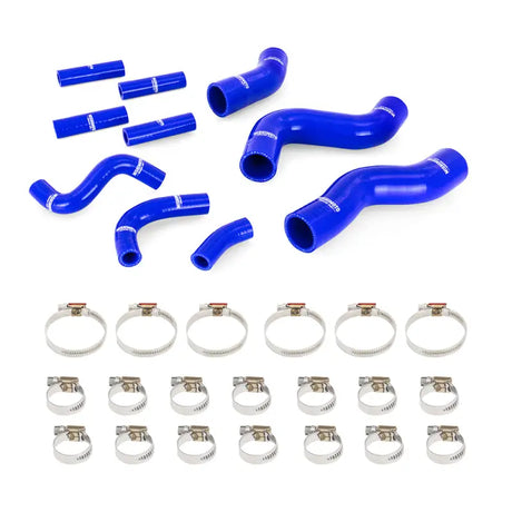 Blue silicone radiator and heater hose kit with metal clamps for Land Cruiser setup