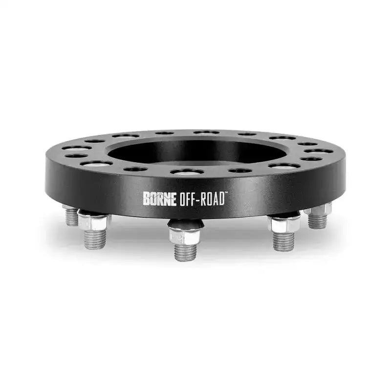 Black Mishimoto Borne wheel spacers with studs for M14 black wheels