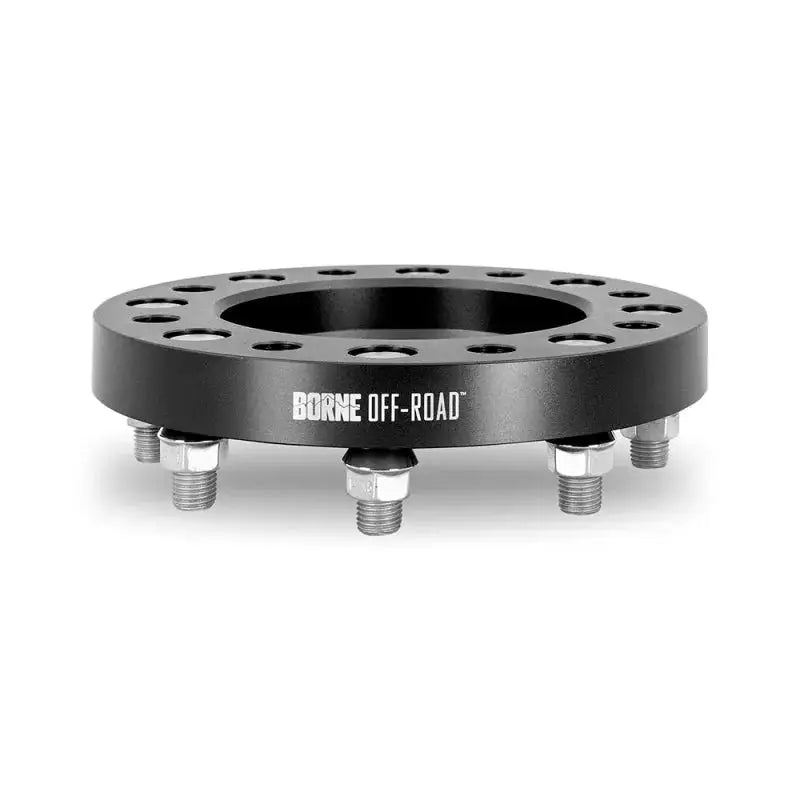 Black Mishimoto Borne off-road wheel spacers with studs for better fit and style
