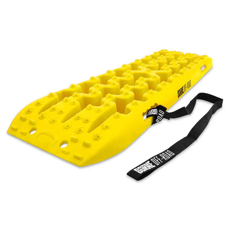 Yellow Mishimoto Borne Recovery Boards with black strap for off-road traction and recovery