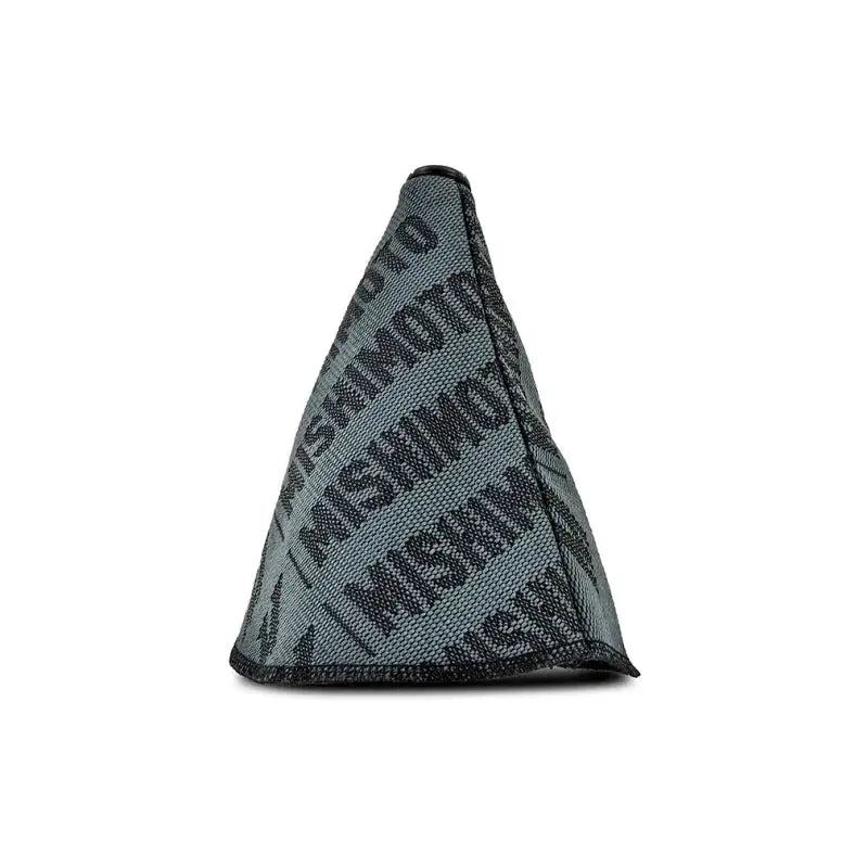 Gray and black patterned shift boot cover from Mishimoto with retainer for M12x1.25