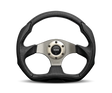 Momo Eagle Steering Wheel 350 mm - Black Leather with Anth Spokes, premium racing design.