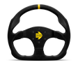 Momo MOD30 Steering Wheel 320 mm - Black Suede with Black Spokes and 1 Yellow Stripe