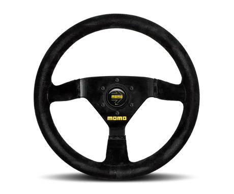 Momo MOD69 Steering Wheel 350 mm - Black Suede/Black Spokes, premium racing accessory.