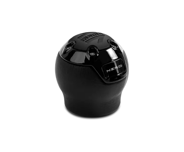 Momo Nero Shift Knob - Black Leather Chrome Insert with Reverse Lockout - Truck & Automotive