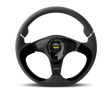 Momo Nero Steering Wheel 350 mm - Black Leather/Suede/Black Spokes - Truck & Automotive