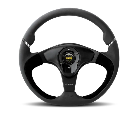 Momo Nero Steering Wheel 350 mm - Black Leather/Suede/Black Spokes - Truck & Automotive