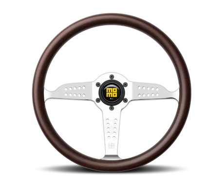 Momo Super Grand Prix Steering Wheel 350 mm - Mahogany Wood/Polished Spokes