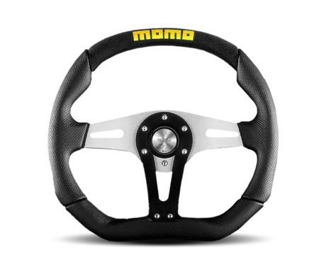 Momo Trek Steering Wheel 350 mm - Black AirLeather/Brshd Al Spokes - Truck & Automotive