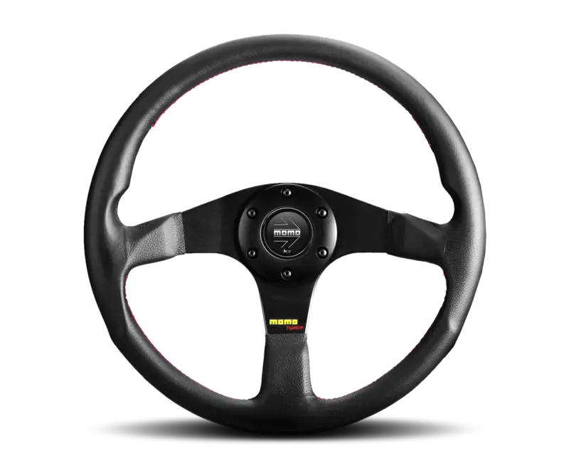Momo Tuner Steering Wheel 320 mm - Black Leather/Red Stitch/Black Spokes - Truck & Automotive
