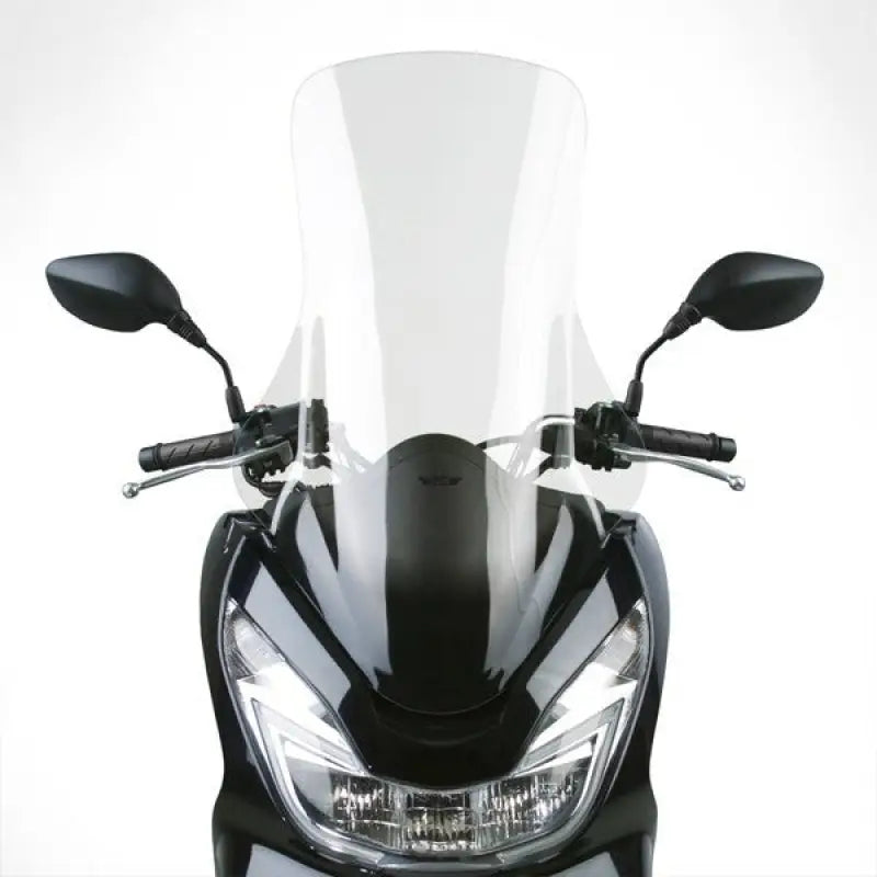 Black scooter with N50003 Vstream Windscreen Fairing Mount and clear windscreen