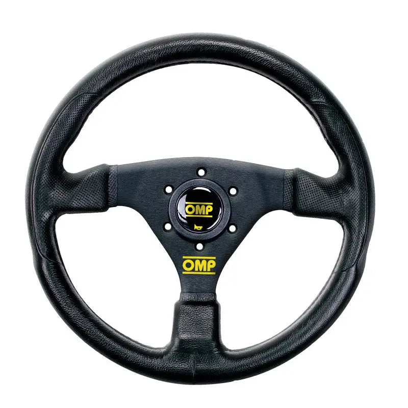 OMP GP Racing Steering Wheel - Black/Black, high-quality and ergonomic design.