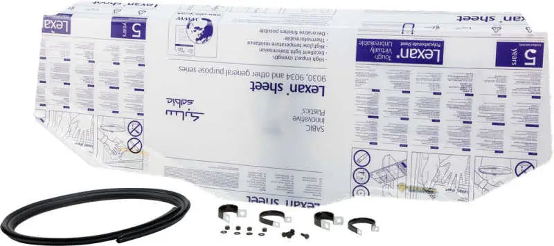 Packaged Lexan sheet with installation accessories for Open Trail V000249-12200T rear windshield clear view
