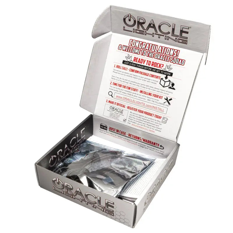 Open Oracle Lighting product box for Tesla Model 3 Dynamic Colorshift Headlight DRL kit