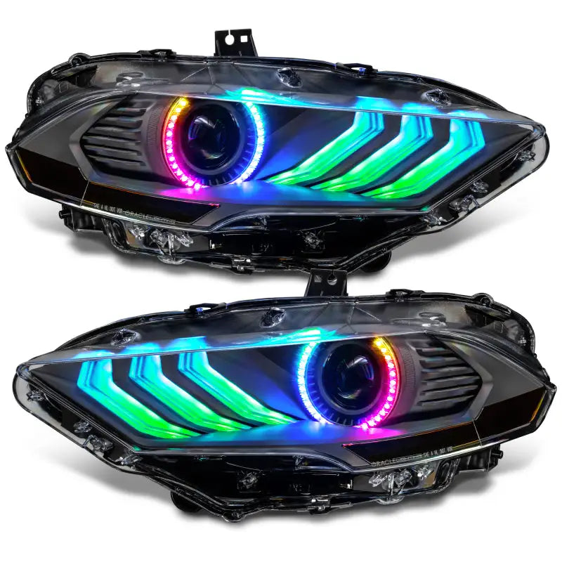 Oracle Lighting 18-23 Ford Mustang Dynamic ColorSHIFT LED Headlights - Black Series - Truck & Automotive