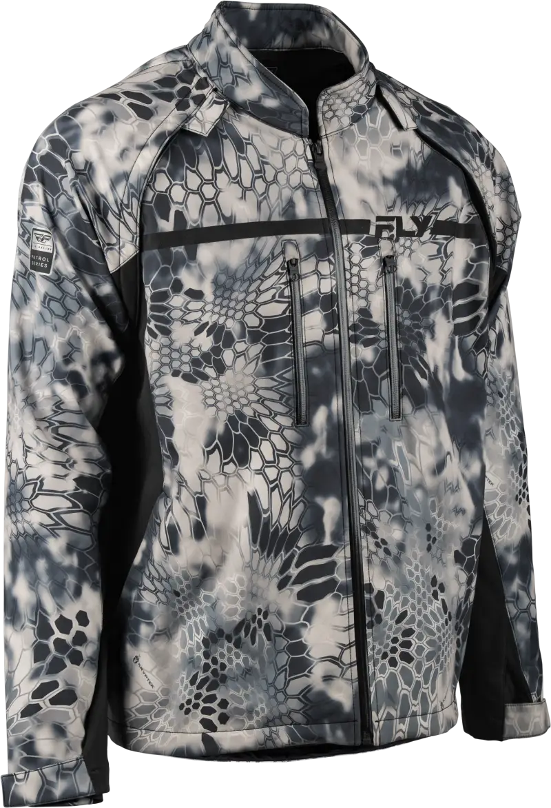 Men’s camouflage Patrol Kryptek Jacket Grey/Black with zipper, perfect for RV parts & accessories or truck parts and accessories