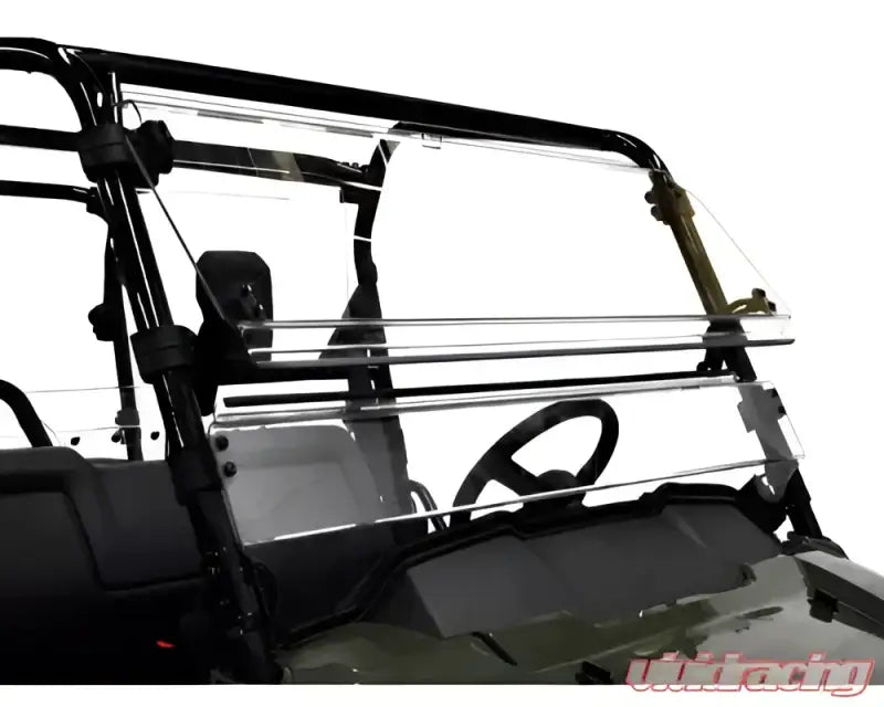 Clear pioneerws1000 spike D-2 tilting windshield with multi-panel design and support bars