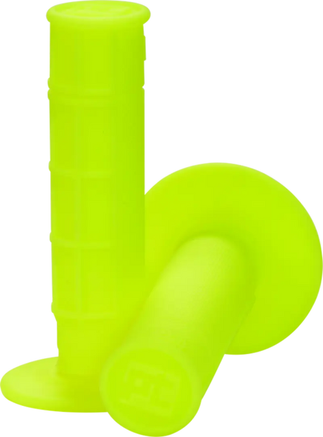 Neon yellow waffle grips on bicycle handlebar for a vibrant neon yellow look