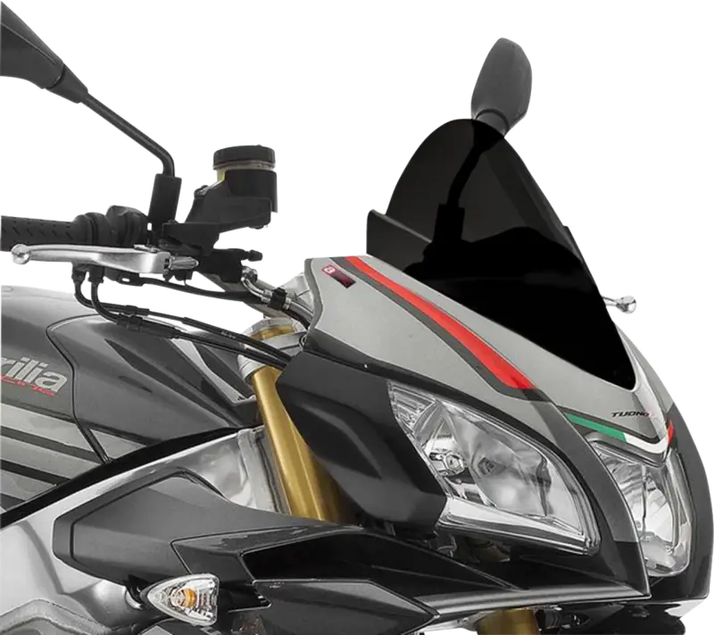 Motorcycle front fairing with Puig 7615N Windscreen Racing Black for sleek look