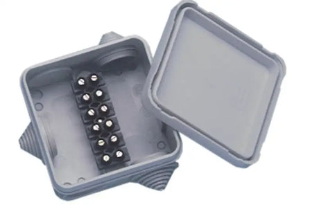 Gray electrical junction box with terminal block from PX-1 Newmar waterproof junction box series