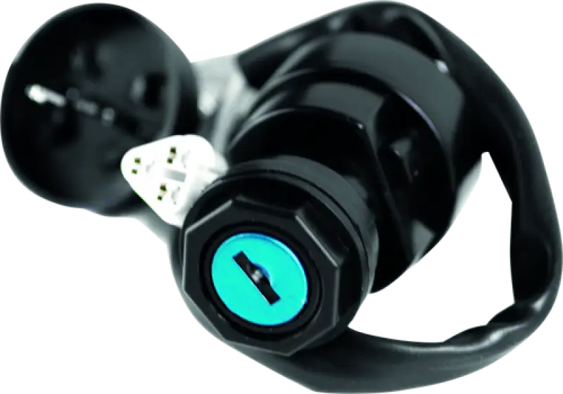 Black ignition switch with blue keyhole for Kawasaki KFX700 VForce drive belt replacement