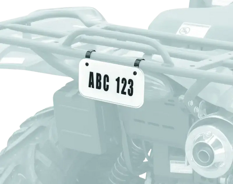 ATV license plate holder from Quadboss ATV License Plate Kit in white for easy mounting