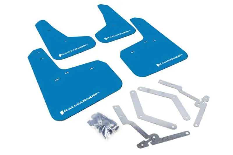 Rally Armor Rally Armor 12-18 Ford Focus SE/ST/RS UR Nitrous Blue Mud Flaps w/ White Logo