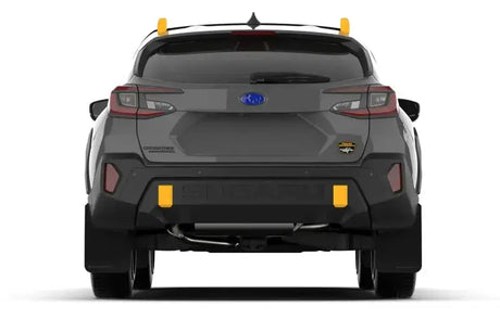 Dark gray Subaru Crosstrek Wilderness with yellow accents and Red Logo Black UR Mud Flap
